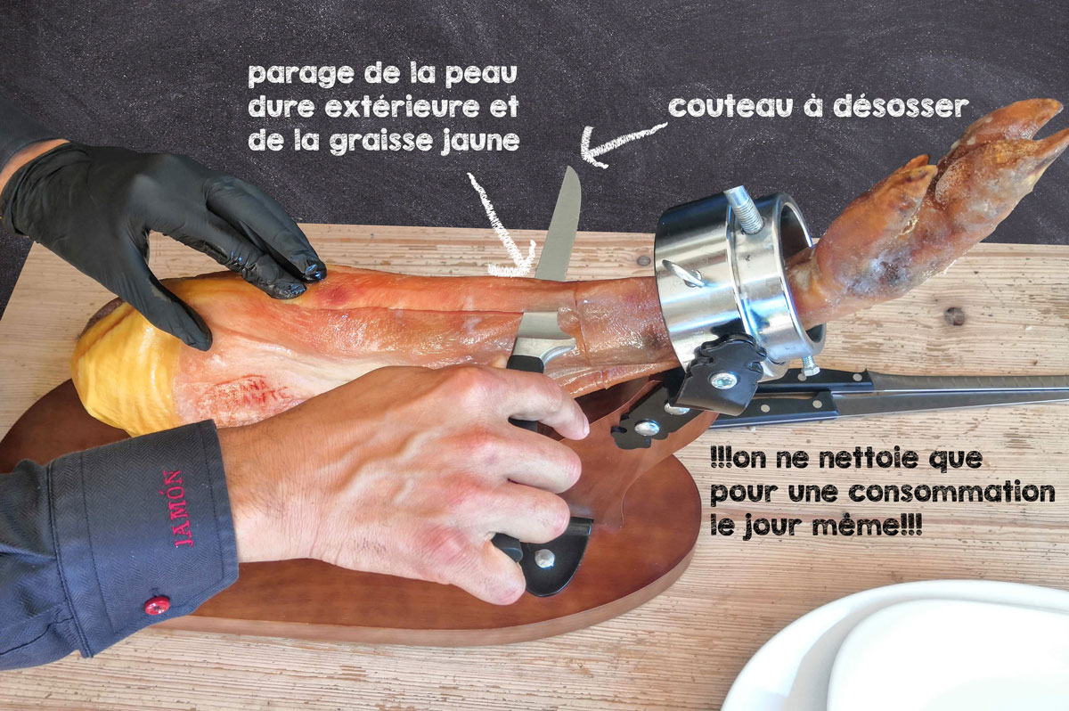 paleta serrana - retrait de la couenne dure