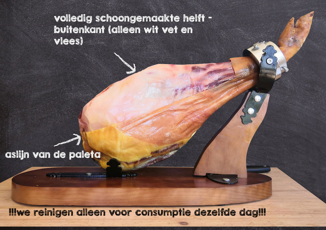 paleta serrana - reinigen van de helft van de jamón
