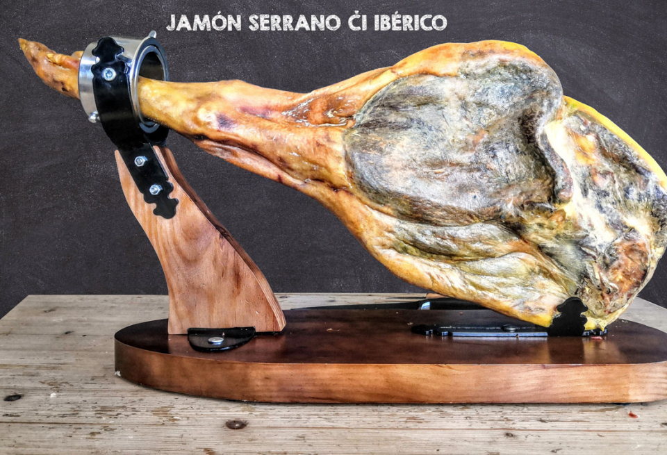 Snijgids - jamón serrano of ibérico